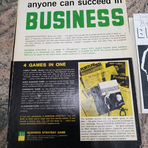 [GREAT Condition] Vintage 1973 "Business: Strategy" Game COMPLETE Avalon Hill Co - Picture 3 of 6